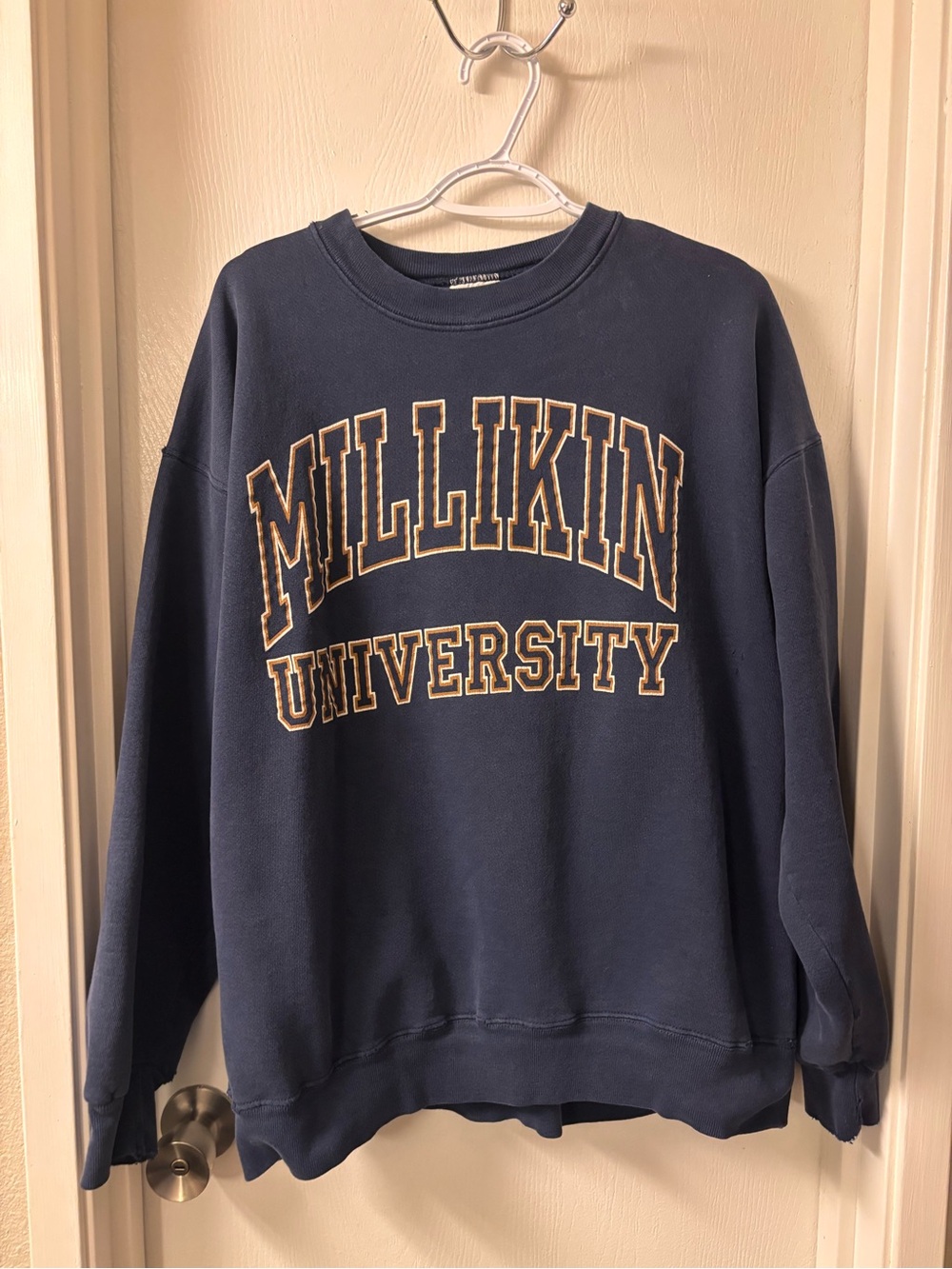 EXCHANGE Navy Crewneck Sweatshirt with Gold Lettering